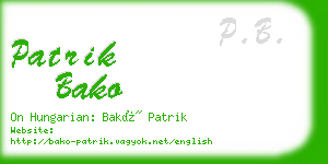 patrik bako business card